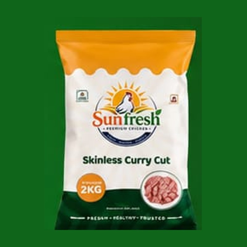 Skinless Curry Cut — raw frozen chicken product